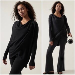 ATHLETA Modal Blend Supersoft Cozy Athleisure Purana Wrap Sweatshirt Sz M NWT